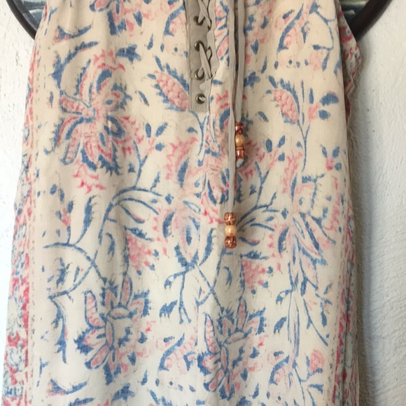 Chaser Vintage Tapestry Silk Tank Maxi Dress with Lace-Up Back Detailing - Picture 6 of 16